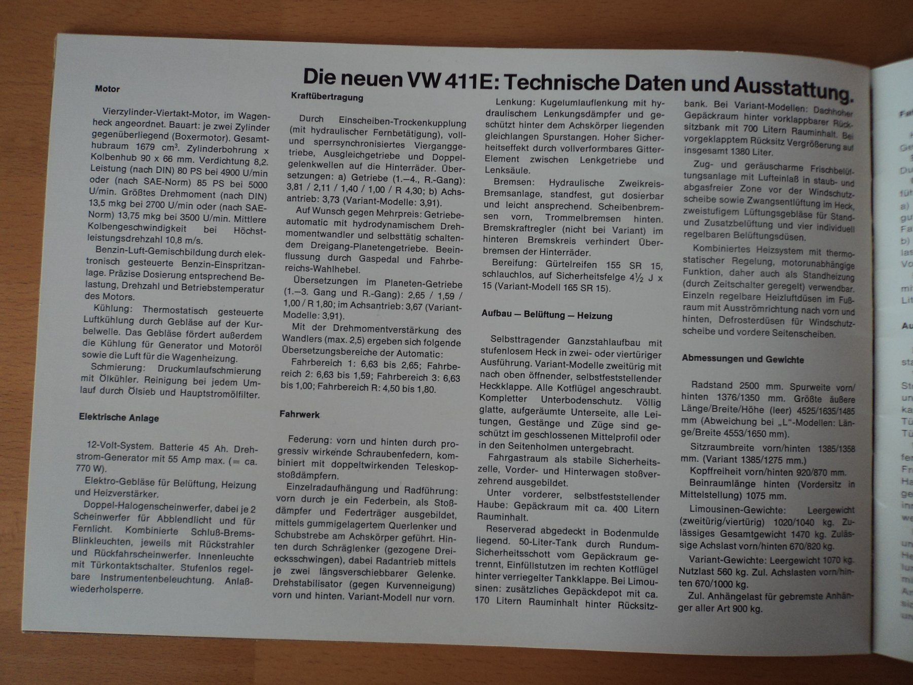 VW Documenti: Prospekt VW Volkswagen 411E 1969 – Usato da Schwarzenburg venduto da modelCARama 6