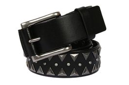 Ledergürtel Black mit genieteten Nieten Rock-Stil - Ceinture