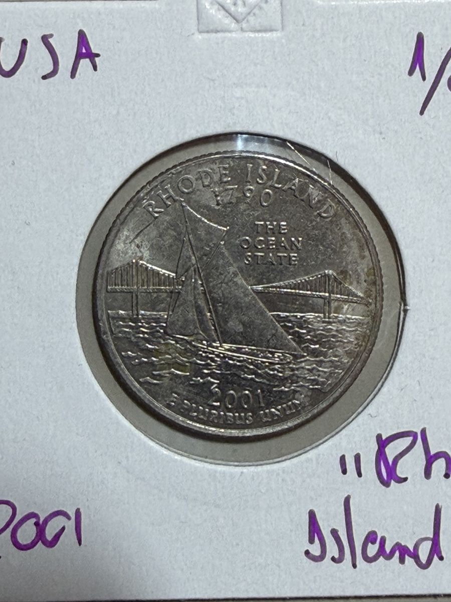 Tutti le monete: USA - 25 cents - 2001 - Rhode Island – Usato da Payerne venduto da Mike1682