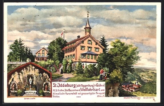 Cartoline postali: St. Iddaburg, Wallfahrtskapelle, Lourdes – Usato da Berlin venduto da bartko-reher