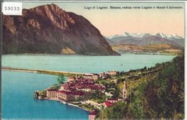 Lago di Lugano - Bissone, veduta verso Lugano - Litho