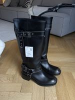 Stiefel / Biker Boots schwarz Leder Grösse 38 neu mit Etiket