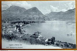 Lugano - Monte Brè - Bateau à vapeur - Belle carte ancienne