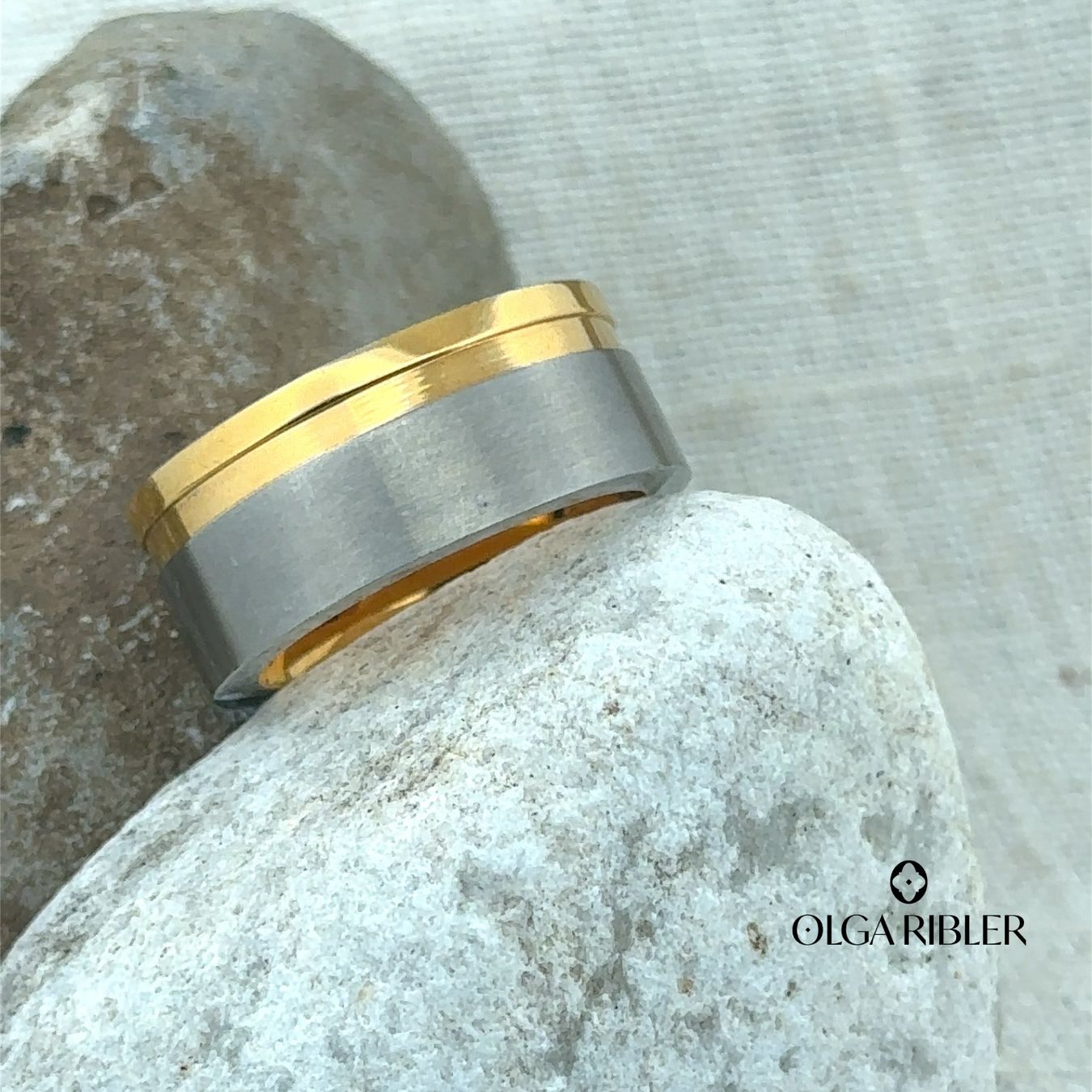 Olga Ribler Anelli: Edelstahl Ring bi-color  modern  Grösse 66 – Nuovo (secondo la descrizione) da Luzern venduto da Schmuckoutlet 3