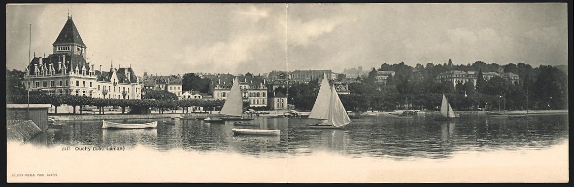 Cartoline postali: Klapp-AK Ouchy /Lac Léman, Panorama – Usato da Berlin venduto da bartko-reher