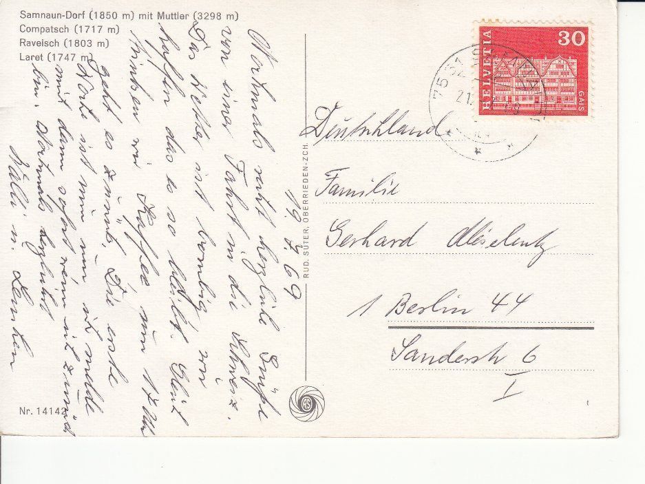 Cartoline postali: Samnaun 1969 – Usato da Bürglen TG venduto da StampGraf 1