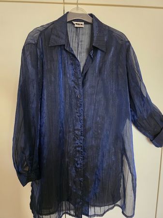 Lisa Marlén festliche transparente Longbluse d.blau ca.48-52