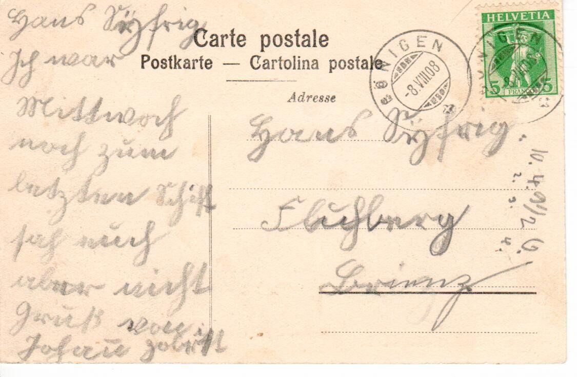 Ansichtskarten: Bönigen Dorfstrasse 1908 – Gebraucht aus Wolhusen von Curver9 1