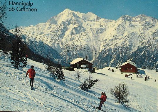 Ansichtskarten: GRÄCHEN Skilift Hannigalp – Gebraucht aus Jona von philajona