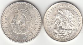 Mexiko -- 5 Pesos 1948 & 25 Pesos 1968, Silber