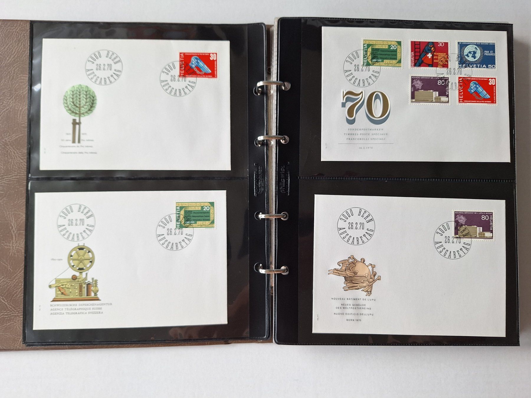 Tutti i francobolli: 56 FDC in Album 1966-79 – Usato da Zürich venduto da t24_de 2