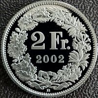2 Franken 2002 pp / aus Münzsatz  / in einer Münzkapsel