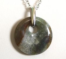 NEU: Achat Donut Edelstein Anhänger an Edelstahl Kette
