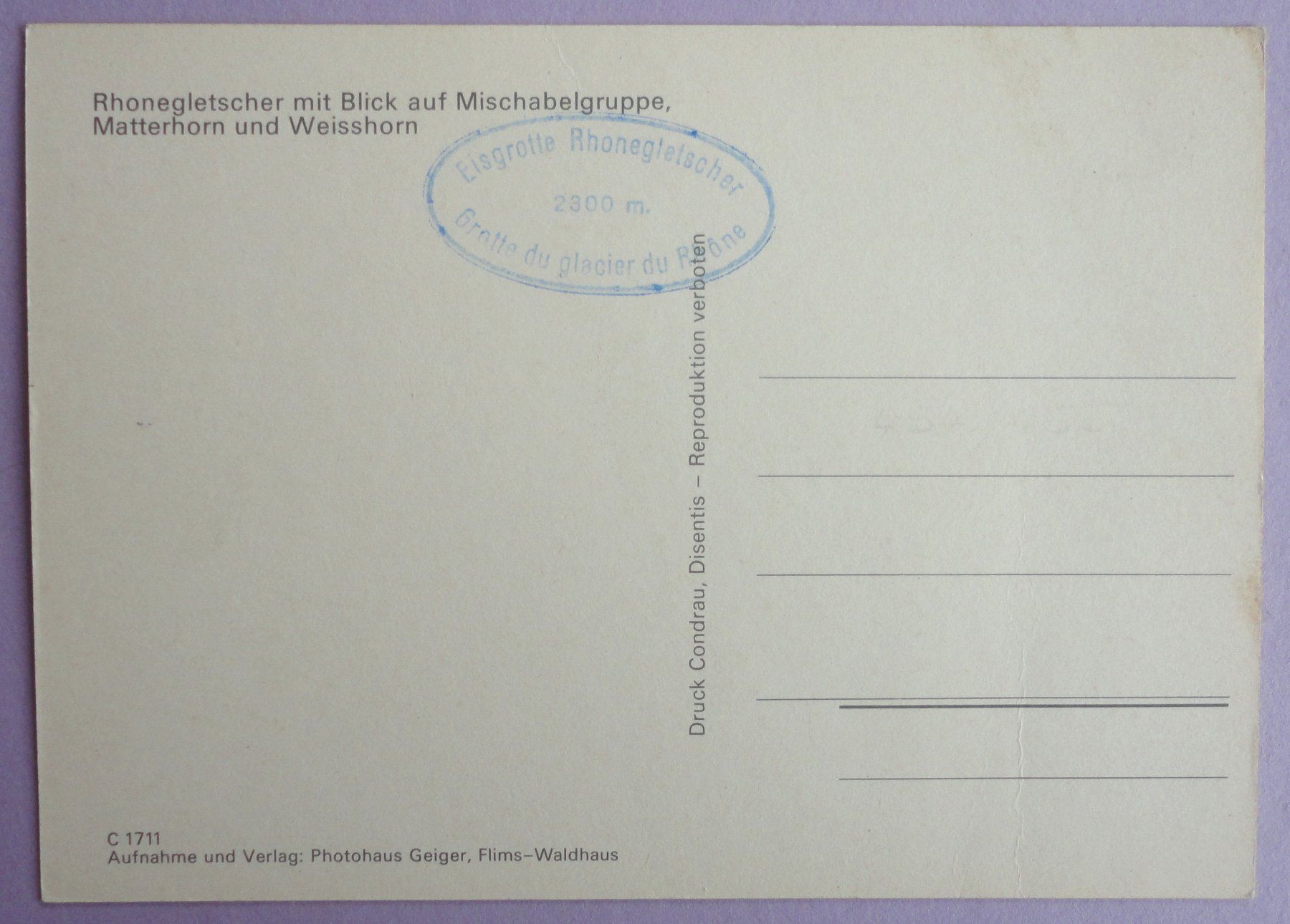 Cartoline postali: Rhonegletscher – Usato da Fétigny venduto da Billy2miny 1