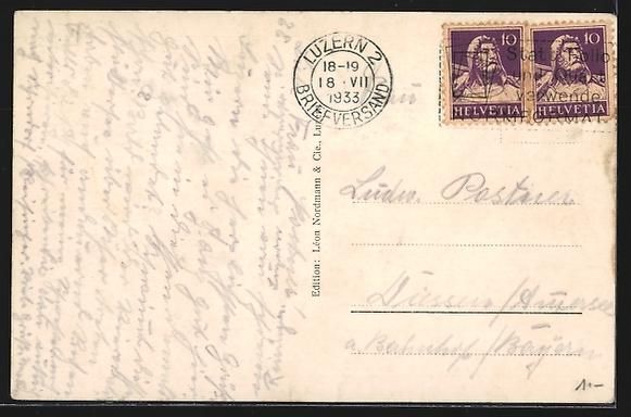 Cartoline postali: AK Luzern, Teilansicht mit Pilatus, 1933 – Usato da Berlin venduto da bartko-reher 1