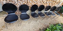 Stuhl Set 7 Stk Schwarz Metall Chromgestell gebraucht