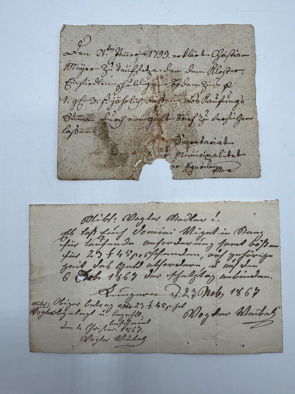 Documenti: Historische Briefe, 1799 und 1867, – Usato da Sachseln venduto da BONATI01