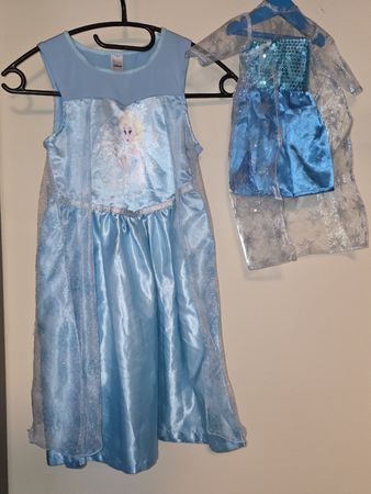 Elsa Kleid, Eiskönigin, Gr. 122/128,  und Puppenkleid