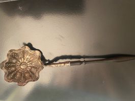 Silber Teesieb mit handgedrechseltem Griff antik