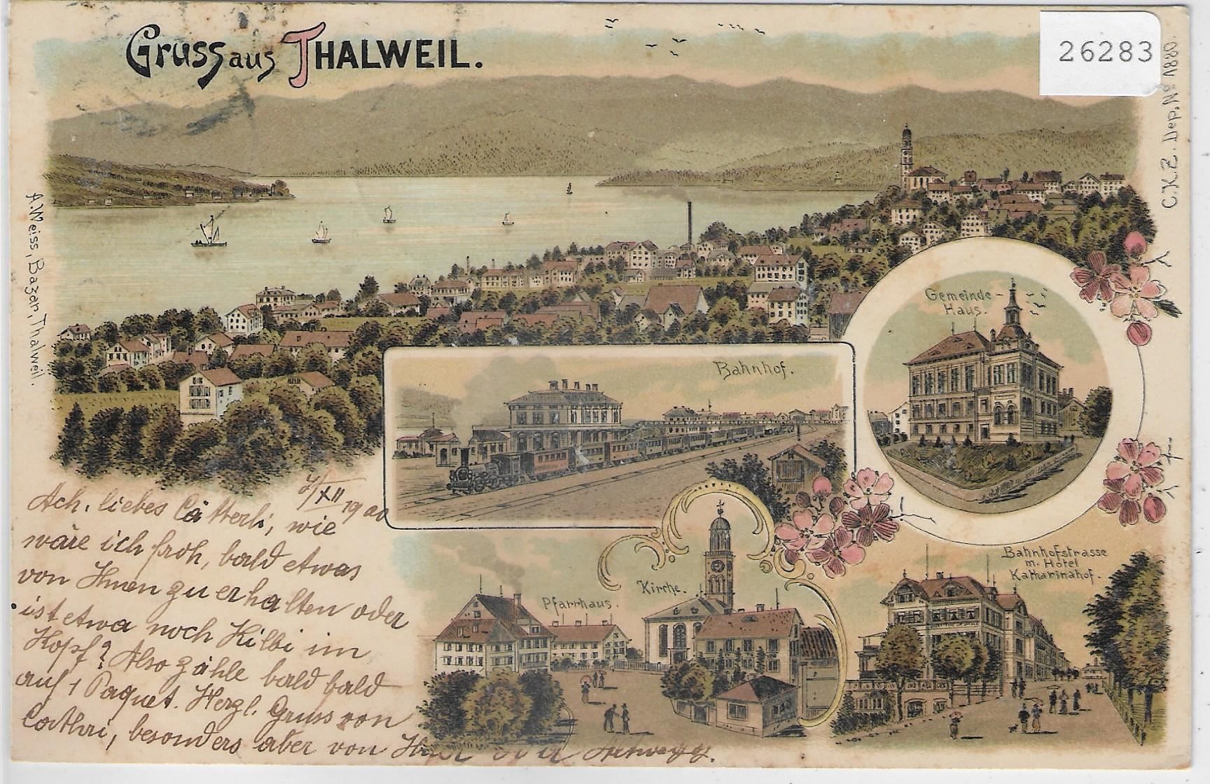Cartoline postali: Gruss aus Thalwil Thalweil - Litho 1900 – Usato da Ettingen venduto da Kartenplanet