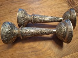 2 antike persische Kerzenständer massiv 800 Silber 