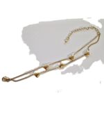 18k vergoldete Armband mit Herzen, Doppelkette