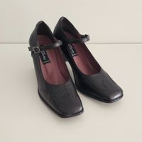 Scarpe vintage Movie in pelle nera, tacco comodo, nr. 38