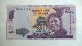 Billet banque Malawi 20 Kwacha 01/01/2016 UNC
