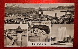 Luzern Löwen Denkmal Kapellbrücke 1940er