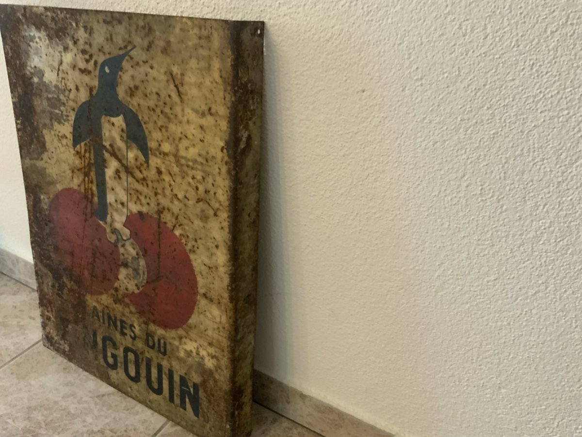 Schilder: Altes Blechschild Laines du Pingouin mit Rost</div> – Gebraucht aus Willisau von Minali 3