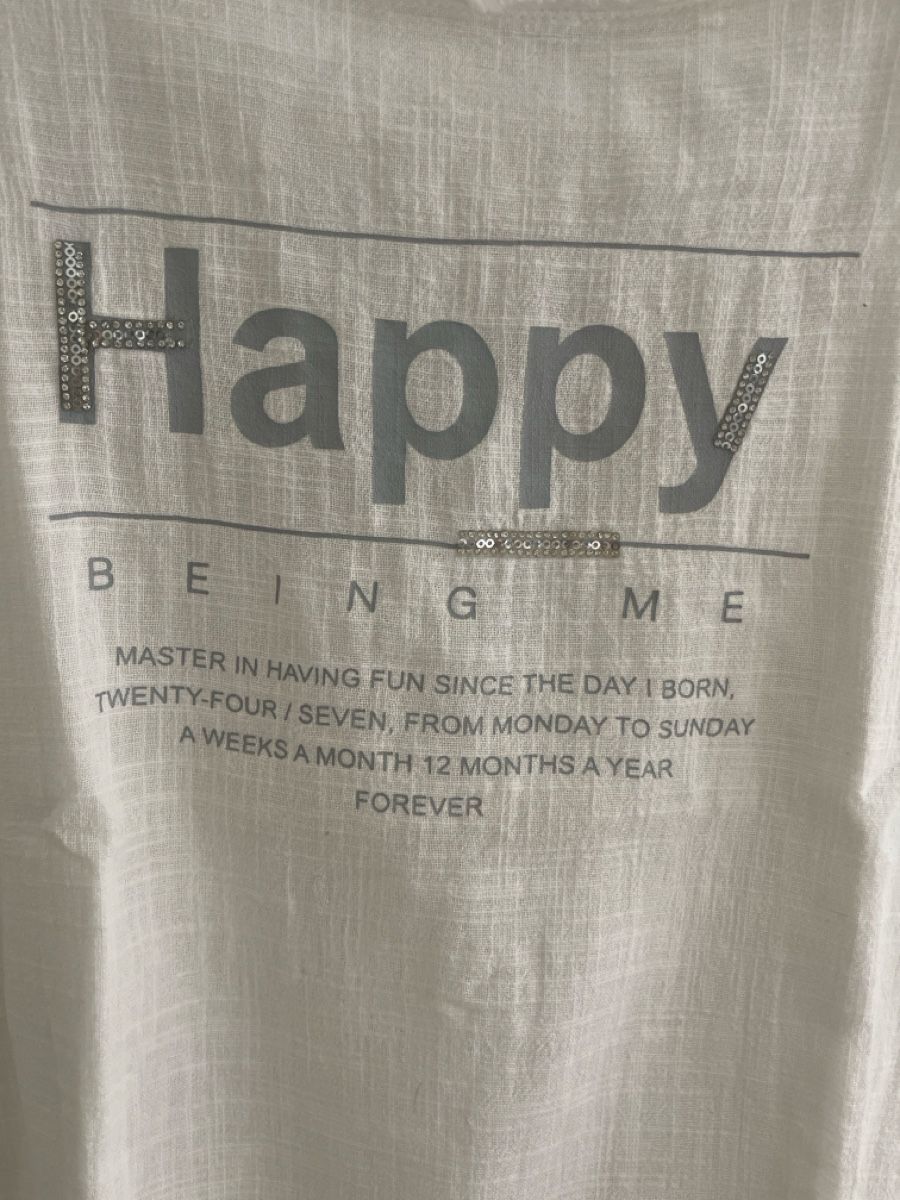 T-shirt: T-Shirt "Happy Being Me", Gr. M , Leinen – Usato da Bützberg venduto da dan_jhn9 1