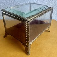 Jugendstil Schatulle Bronze , Bleikristallglas Facettiert✨