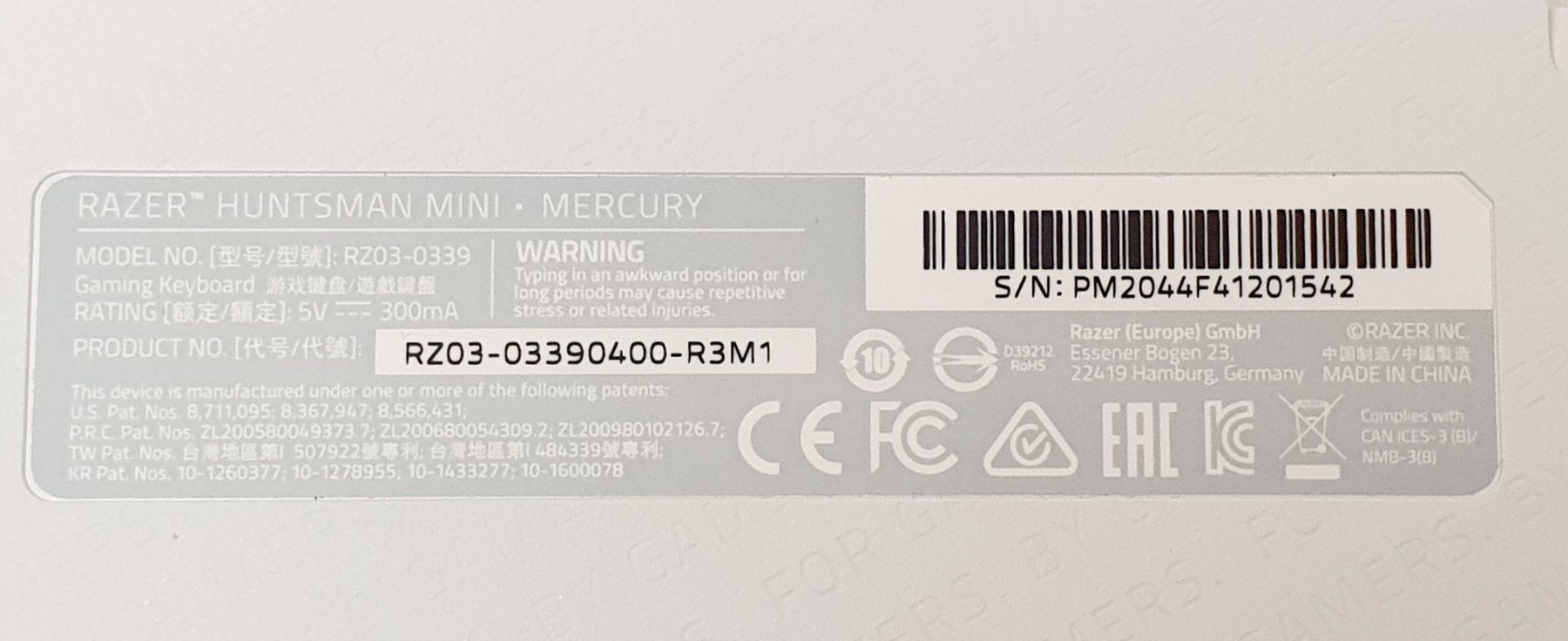 Razer Tastaturen: Razer Huntsman Mini Mercury White – Neu (gemäss Beschreibung) aus liestal von  5