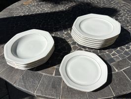Schirnding Bavaria Teller 24 cm weiss Goldrand 12 Stück