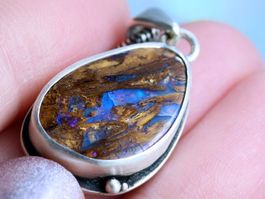 VIOLARIS Opal Anhänger aus Silber 925, mit Wood Boulder Opal