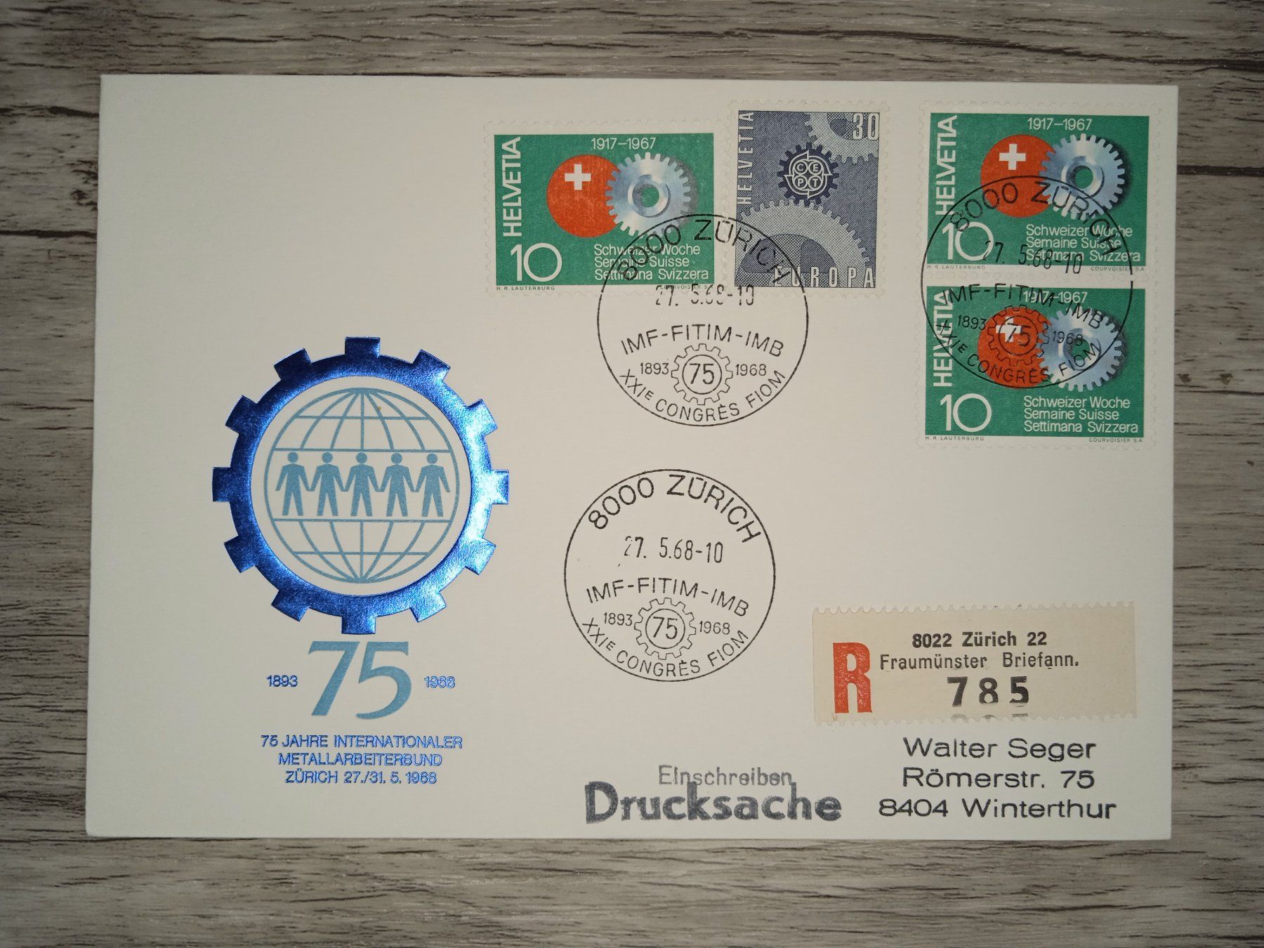Tutti i francobolli: TR16 Enveloppe  + Timbre Suisse 1968 – Usato da Cousset venduto da Patrick_Collections