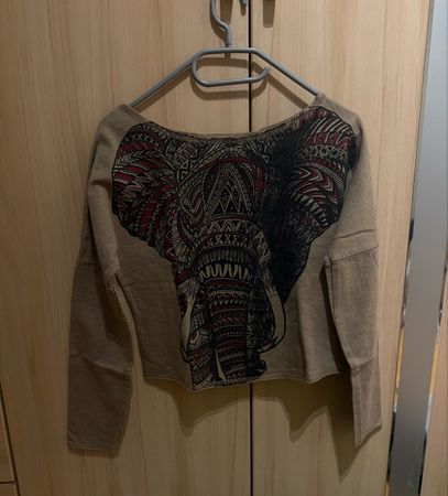 Pull à manches longues imprimé éléphant femme taille S