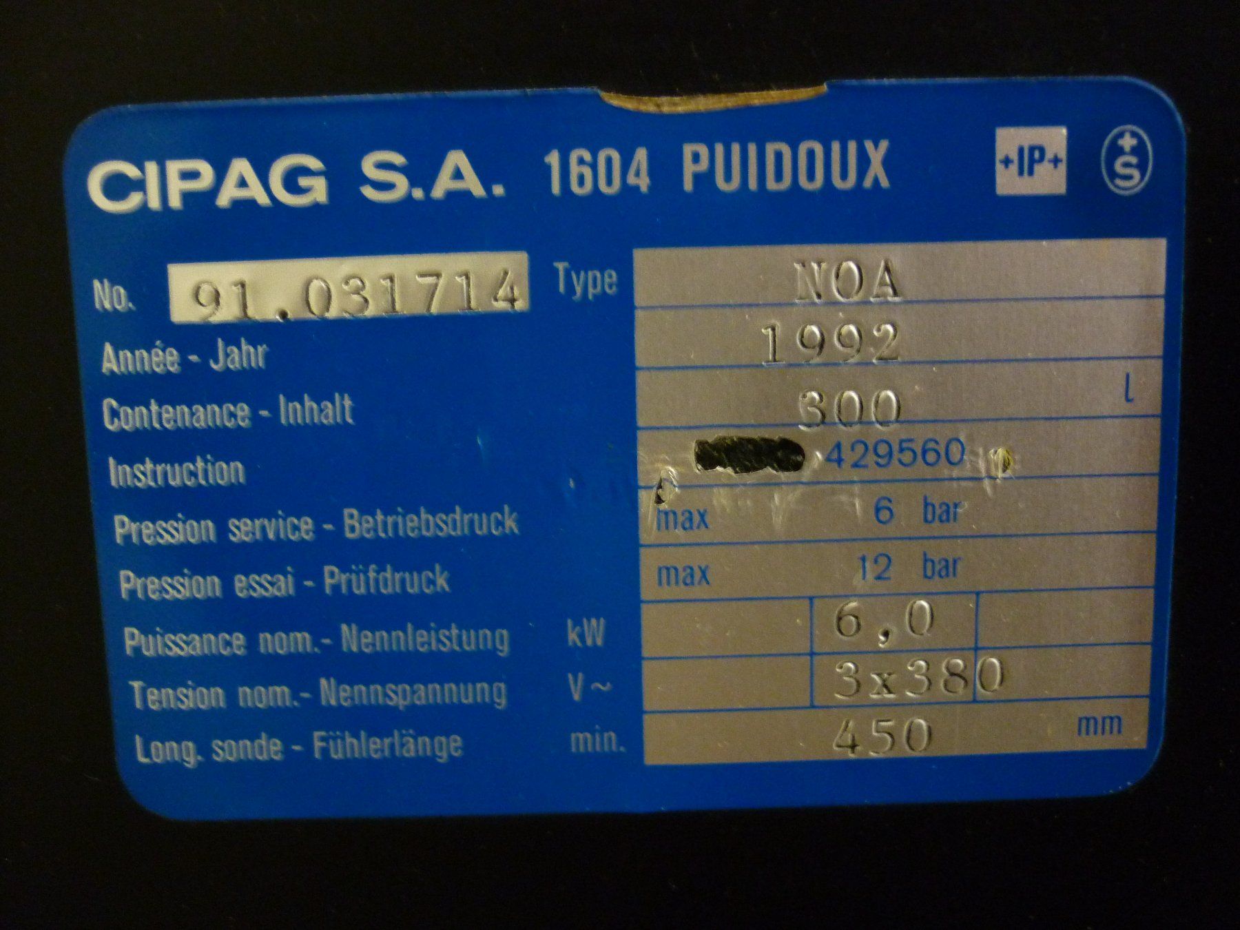Sanitari: Boiler Heizeinsatz Cipag-Domotec – Usato da Aarwangen venduto da SEC500 7