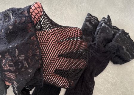 Halterlose Strümpfe /Straps /Netzstrümpfe mit Spitze Gr.S