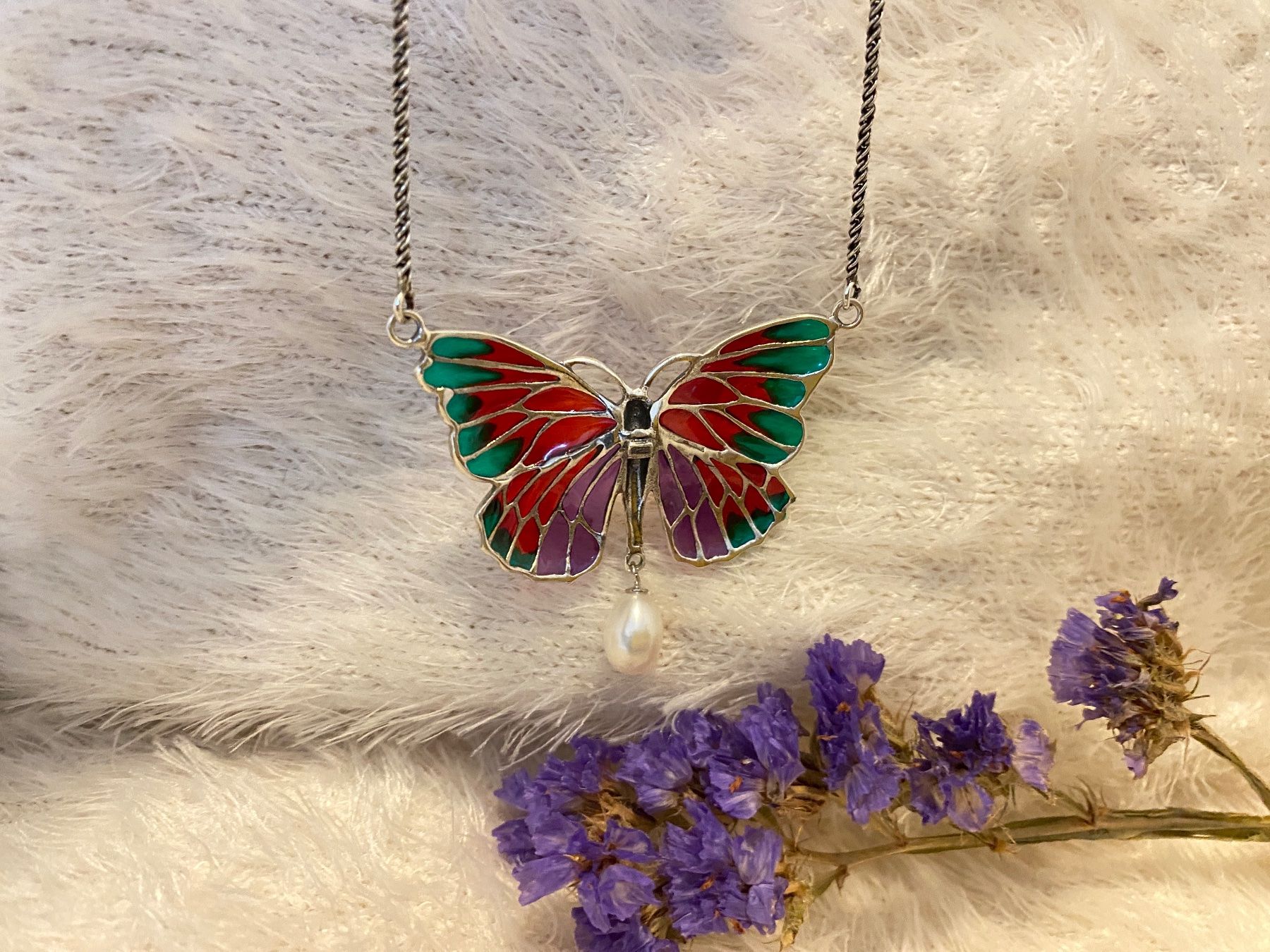 Ketten: Halskette Schmetterling 925 Sterling Silver mit Perle – Neu (gemäss Beschreibung) aus Zürich von LIBELLA13 2