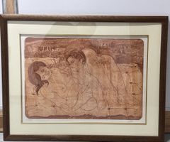 🔥Hans Erni - La maternité rose Lithographie originale