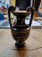 Griechische Vase Manousakis Keramik 24 K Gold schwarz (Q)