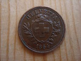 (P2) 1 Rappen 1864 VZ