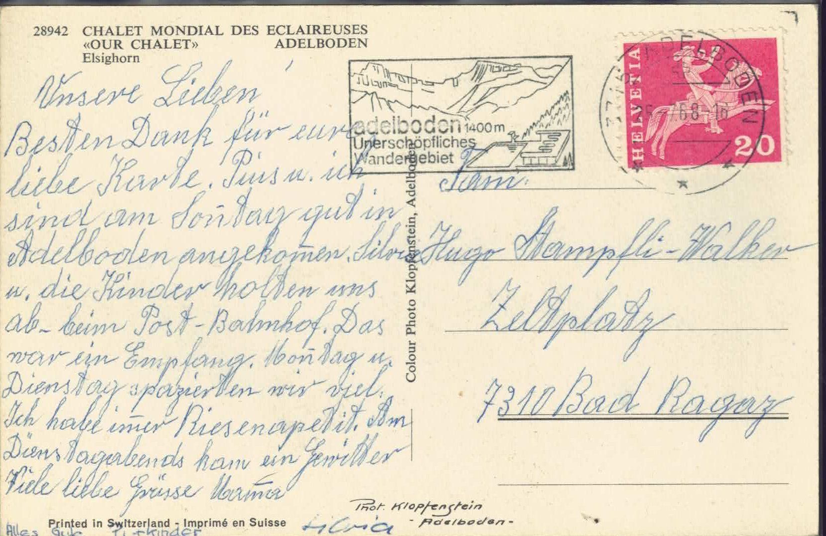 Cartoline postali: Adelboden - Chalet Mondial des Eclaireuses – Usato da Ettingen venduto da Kartenplanet 1