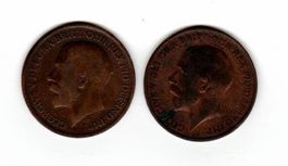 2 Münzen 1911/1918 one Penny