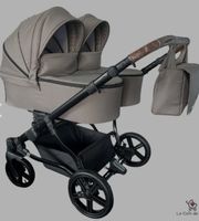 Poussette double avec nacelles et siège auto beige 3 en 1