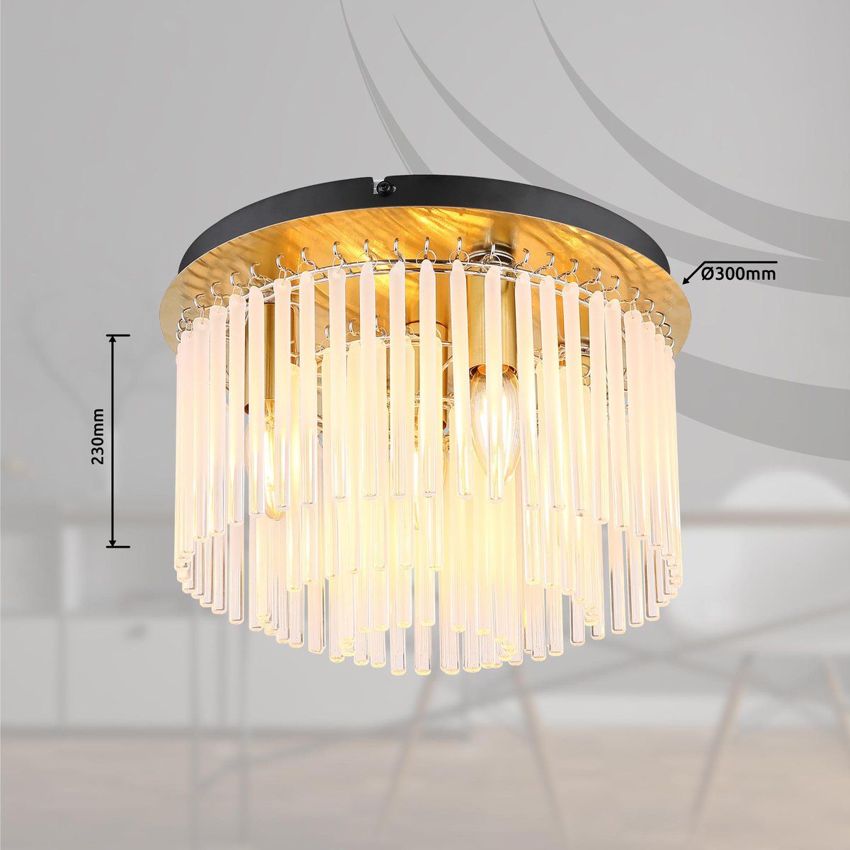 Lampadari & plafoniere: Deckenleuchte, Glasstäbe, Gold, 32 cm Ø – Nuovo (secondo la descrizione) da Kreuzlingen venduto da Smart-Light 2