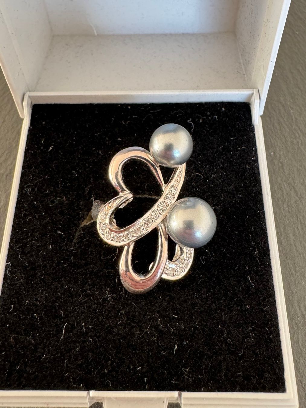 Anelli: 925 Silber Ring Herz mit Perlen RG54 17.2 mm – Nuovo (secondo la descrizione) da Wetzikon ZH venduto da GrandLux