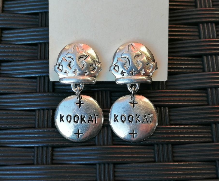 Pendentif Croix Dorée Signé KOOKAI Paris - Occasion En Bon état, Bijou Vintage