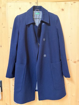 Benetton Wollmantel, marineblau, Gr. 38 – Top Zustand!
